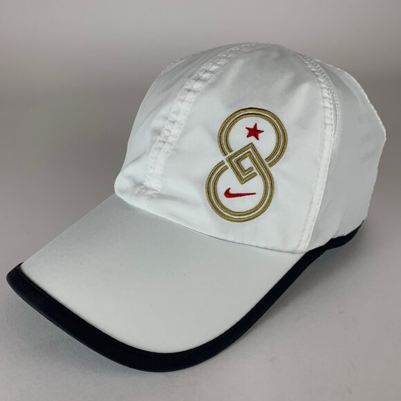 Nike Dri Fit Y2K Mens White Athletic Strapback Hat - Picture 1 of 5